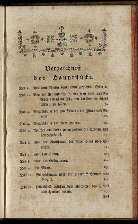 Verzeichniß der Hauptstücke.