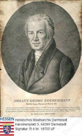 Zimmermann, Johann Georg, Prof. Dr. phil. (1754-1829) / Porträt, Brustbild in Medaillon, mit Bildlegende