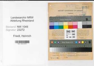 Entnazifizierung Heinrich Friedt , geb. 19.05.1889 (Bahnsekretaer)