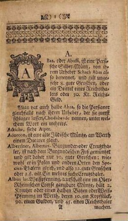 Kurtzer Entwurf eines Münz-Lexici oder eine kurtz verfaßte Beschreibung der gangbahresten Münz-Sorten in- und ausserhalb Europa : nach dem Werth der Sächsischen und Reichs-Münze verglichen