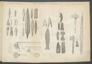 Pl. LXII. Armes de pierre, armes de bois, armes défensives.