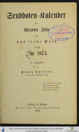STempel: Bibliothek der St. Josefskongregation Ursberg.