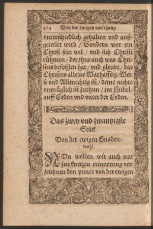 Das zwey und zwantzigste Stück. Von der ewigen Gnadenwahl.