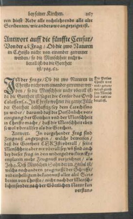 Antwort auff die fünffte Censur ...