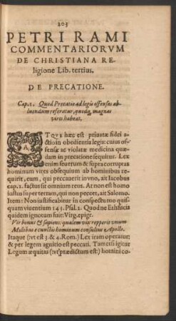 Petri Rami Commentariorum De Christiana Religione Lib. tertius, De Precatione.