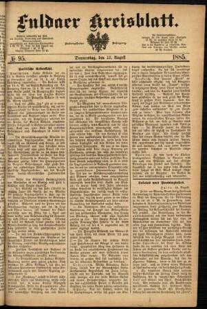 Ausgabe vom Donnerstag, den 13. August 1885.