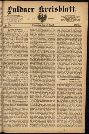 Ausgabe vom Donnerstag, den 13. August 1885.