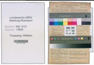 Entnazifizierung Wilhelm Thuessing , geb. 10.06.1884 (Apotheker)