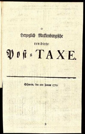Herzoglich Mecklenburgische revidirte Post-Taxe.