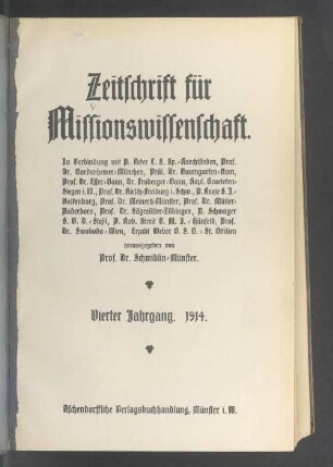 4.1914: Zeitschrift für Missionswissenschaft und Religionswissenschaft : ZMR