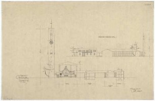 Gsaenger, Gustav; Erlangen - Süd (Bayern); Ev. Matthäus Kirche, Pfarrhaus und Gemeindesaal - Wettbewerb und Vorprojekt (Querschnitte)