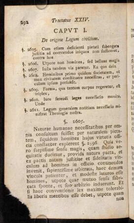 292-303, Caput I. De origine Legum civilum. - Caput II. De Natura legum.
