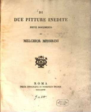 Di due pitture inedite breve documento