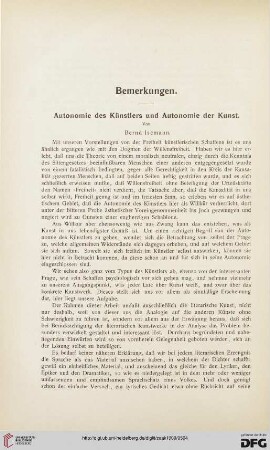 Autonomie des Künstlers und Autonomie der Kunst