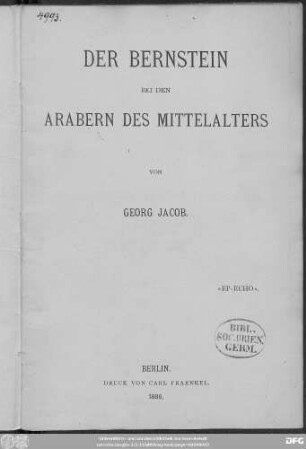 Der Bernstein bei den Arabern des Mittelalters