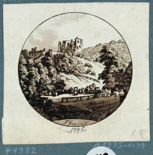 Tharandt, Blick aus dem Schloitzbachtal auf die Burgruine