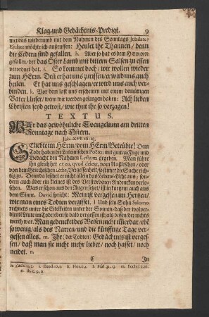 Textus. War das gewöhnliche Evangelium am dritten Sonntage nach Ostern. Joh. XVI. 16-23.