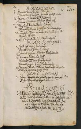 Winterhalbjahr 1647/1648. Rektorat Joachim Wibel