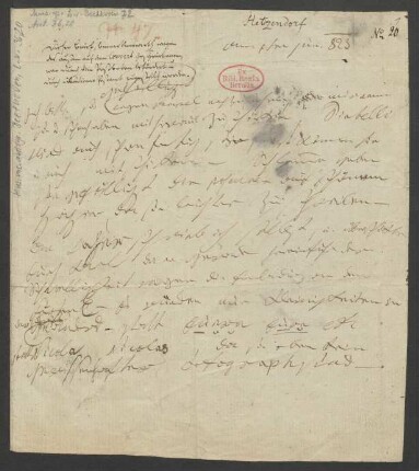Brief an Anton Schindler : o.D. [1. Juni, vielmehr Juli 1823]