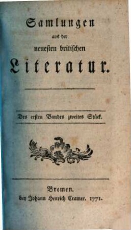 Sammlung aus der neuesten britischen Literatur, 1,2