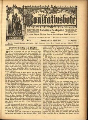 Erste Ausgabe vom Sonntag, den 28. August 1898.