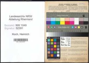 Entnazifizierung Heinrich Koch , geb. 21.09.1890 (Maschinist)