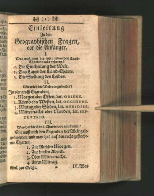 Einleitung Zu den Geographischen Fragen, vor die Anfänger.