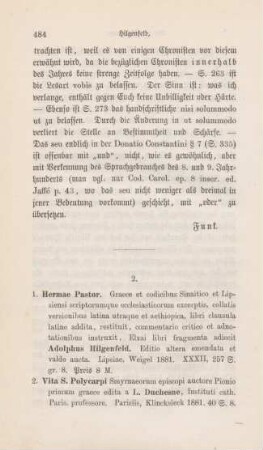 484-494 [Rezension] Hermas, Hermae Pastor