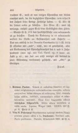 484-494 [Rezension] Hermas, Hermae Pastor