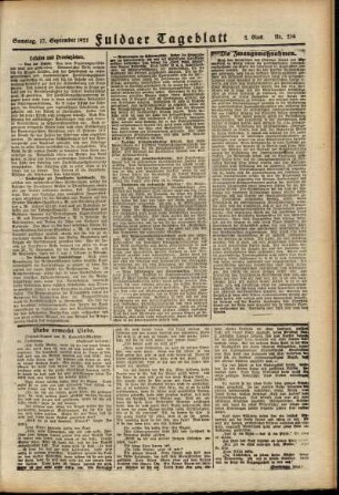 Zweite Ausgabe vom Samstag, den 17. September 1921.