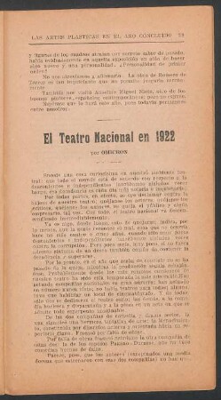 El Teatro Nacional en 1922