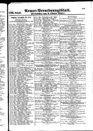 726. Ausgabe. Samstag, 9. Oktober 1915