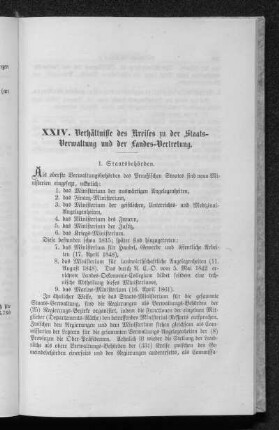 Verhältnisse des Kreises zu der Staats-Verwaltung und der Landes-Vertretung.