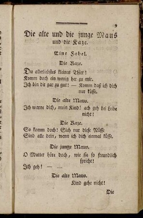 Die alte und die junge Maus und die Kaze