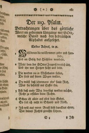 281-291, Erstes - Dreyzehntes Achtel
