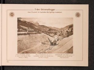 2 cbm Universalbagger, einen Einschnitt im bayrischen Hochgebirge herstellend.