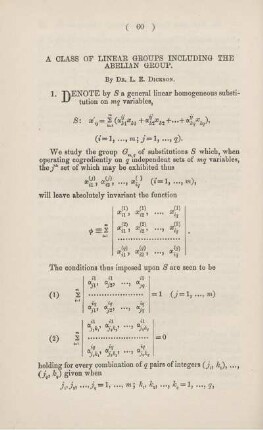 A class of linear groups including the abelian group.