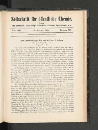 Heft XXII. 30. November 1908. XIV. Jahrgang.