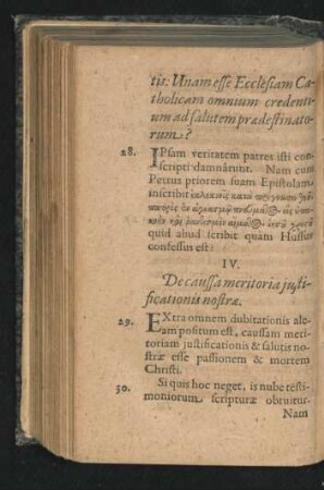 IV. De caussa meritoria iustificationis nostrae.