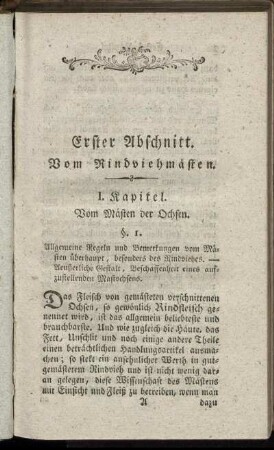 I. Kapitel. Vom Mästen der Ochsen.