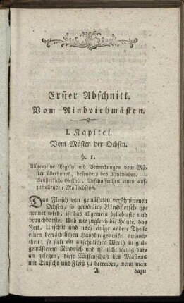 I. Kapitel. Vom Mästen der Ochsen.