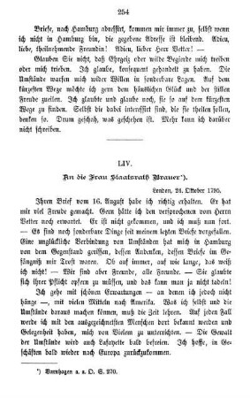 LIV. An die Frau Staatsrath Brauer.