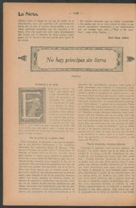 No hay príncipes sin tierra : (Replica)