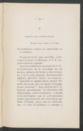 II - Escrito del agente fiscal