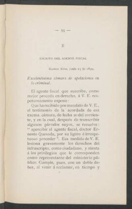 II - Escrito del agente fiscal