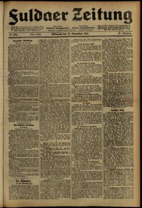 Erste Ausgabe vom Mittwoch, den 27. November 1912.