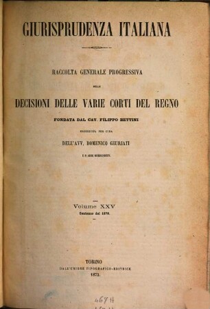 Giurisprudenza italiana. 25. 1873