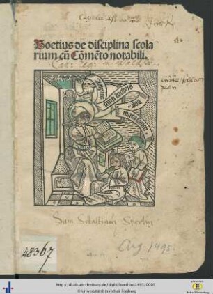 Boetius de disciplina scolarium cū Cōmēto notabili
