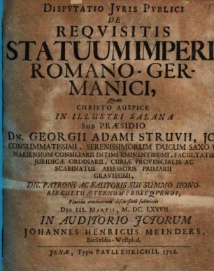 De requisitis statuum Imperii Romano-Germanici