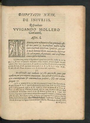 Disputatio XXIX. De Iniuriis. Respondente Wigando Mollero